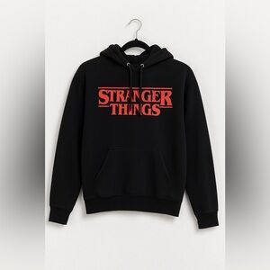 Stranger Things Black Hoodie with‎ Red Logo – Unisex Size M